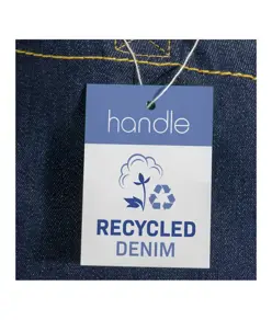 Shopper in cotone denim riciclato 180 gr/m2, manici lunghi e soffietto Handle