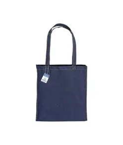 Shopper in cotone denim riciclato 180 gr/m2, manici lunghi e soffietto Handle