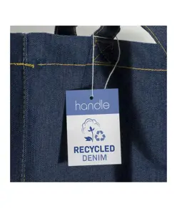 Shopper in cotone denim riciclato 180 gr/m2, manici lunghi Handle