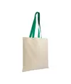 Shopper in cotone naturale 135 g/m2, manici lunghi colorati Handle