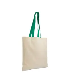 Shopper in cotone naturale 135 g/m2, manici lunghi colorati Handle