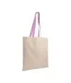 Shopper in cotone naturale 135 g/m2, manici lunghi colorati Handle