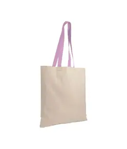 Shopper in cotone naturale 135 g/m2, manici lunghi colorati Handle