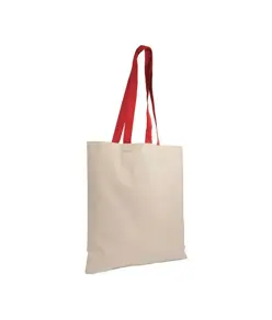 Shopper in cotone naturale 135 g/m2, manici lunghi colorati Handle
