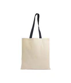 Shopper in cotone naturale 135 g/m2, manici lunghi colorati Handle