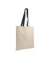 Shopper in cotone naturale 135 g/m2, manici lunghi colorati Handle