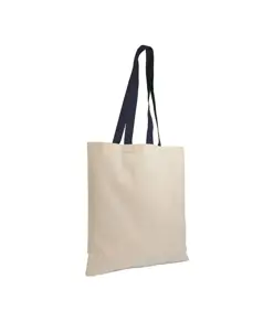 Shopper in cotone naturale 135 g/m2, manici lunghi colorati Handle