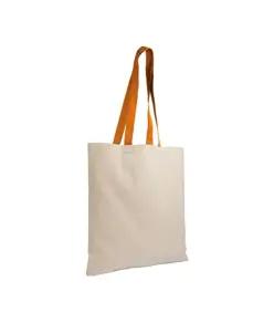Shopper in cotone naturale 135 g/m2, manici lunghi colorati Handle
