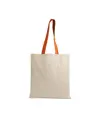 Shopper in cotone naturale 135 g/m2, manici lunghi colorati Handle