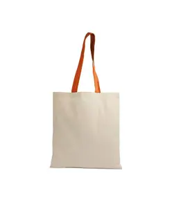 Shopper in cotone naturale 135 g/m2, manici lunghi colorati Handle