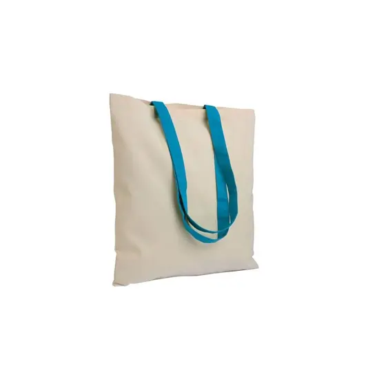 Shopper in cotone naturale 135 g/m2, manici lunghi colorati Handle