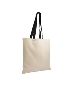 Shopper in cotone naturale 135 g/m2, manici lunghi colorati Handle