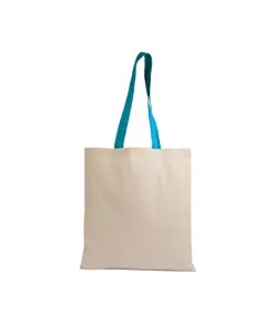 Shopper in cotone naturale 135 g/m2, manici lunghi colorati Handle