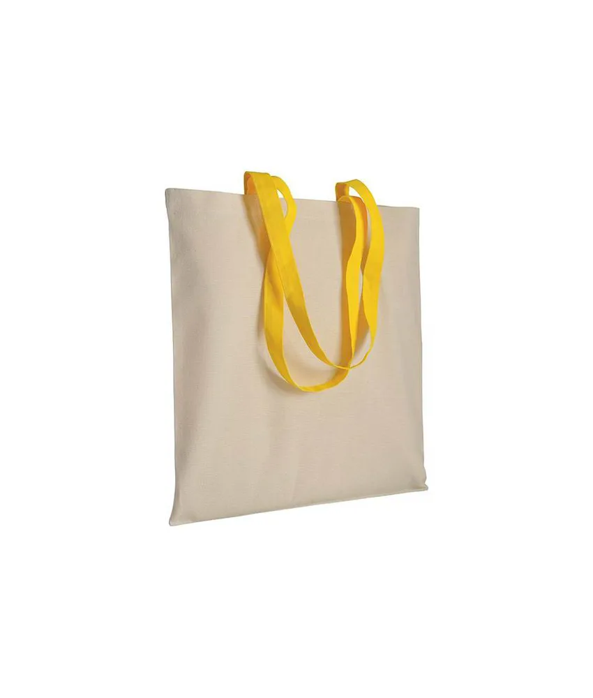 20 pezzi Shopper in cotone naturale 220 g/m2, manici lunghi colorati Handle