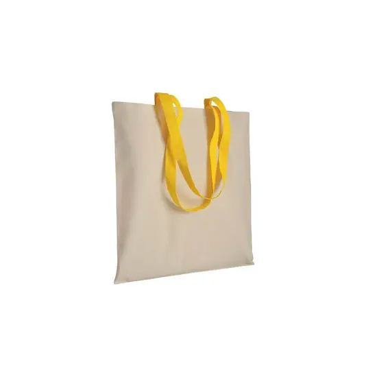 Shopper in cotone naturale 220 g/m2, manici lunghi colorati Handle