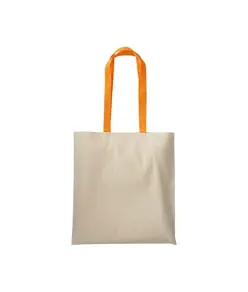 Shopper in cotone naturale 220 g/m2, manici lunghi colorati Handle