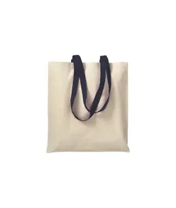 Shopper in cotone naturale 220 g/m2, manici lunghi colorati Handle