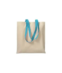 Shopper in cotone naturale 220 g/m2, manici lunghi colorati Handle