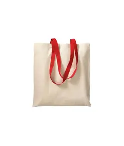 Shopper in cotone naturale 220 g/m2, manici lunghi colorati Handle