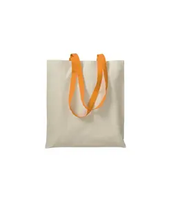 Shopper in cotone naturale 220 g/m2, manici lunghi colorati Handle