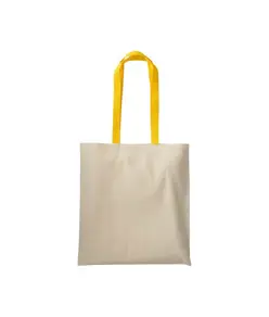 Shopper in cotone naturale 220 g/m2, manici lunghi colorati Handle