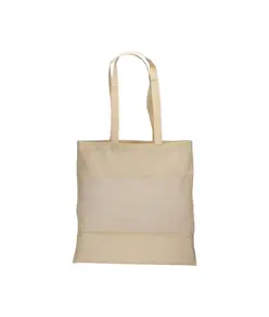 Shopper in cotone naturale da 135 g/m2 con rete, manici lunghi Handle