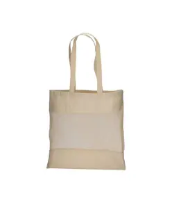 Shopper in cotone naturale da 135 g/m2 con rete, manici lunghi Handle