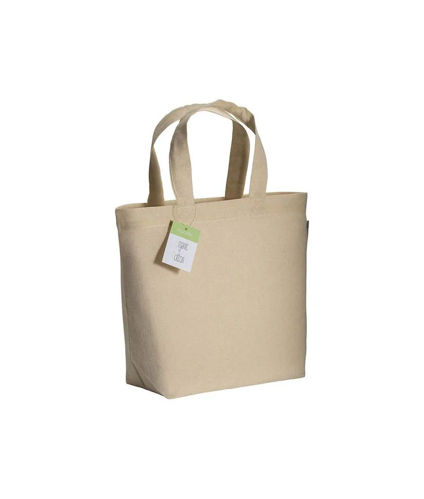 50 pezzi Shopper in cotone organico con manici corti e soffietto alla base Handle