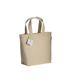 Shopper in cotone organico con manici corti e soffietto alla base Handle