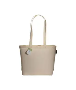 Shopper in cotone organico con manici lunghi e soffietto alla base Handle