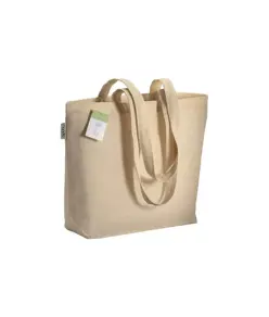 Shopper in cotone organico con manici lunghi e soffietto alla base Handle