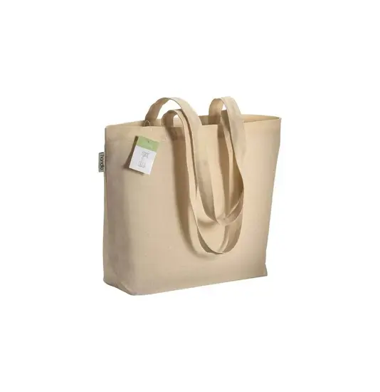 Shopper in cotone organico con manici lunghi e soffietto alla base Handle