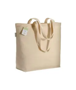 Shopper in cotone organico con manici lunghi e soffietto alla base Handle