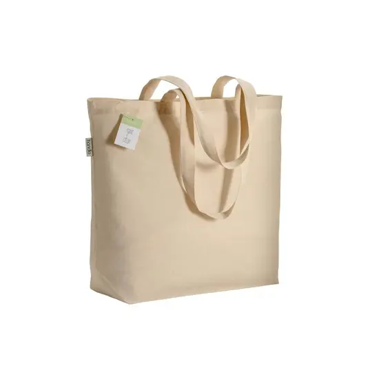 Shopper in cotone organico con manici lunghi e soffietto alla base Handle