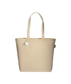 Shopper in cotone organico con manici lunghi e soffietto alla base Handle
