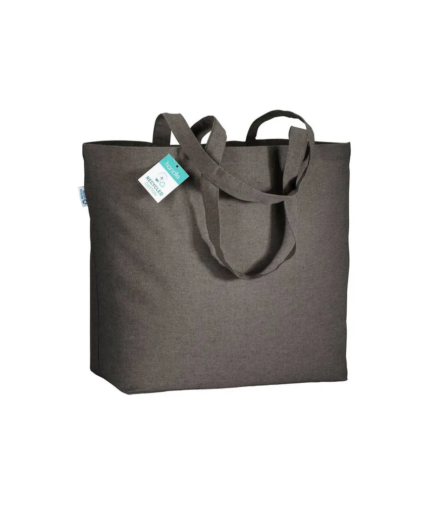 50 pezzi Shopper in cotone riciclato 190 g/m2 con soffietto alla base, manici lunghi Handle