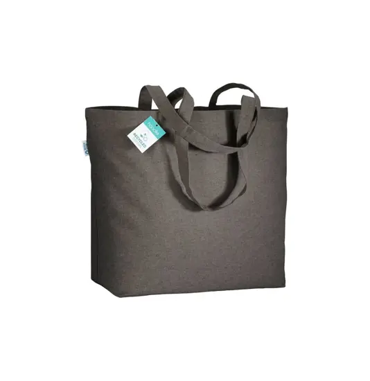 Shopper in cotone riciclato  190 g/m2 con soffietto alla base, manici lunghi Handle