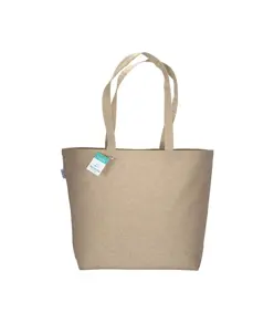 Shopper in cotone riciclato  190 g/m2 con soffietto alla base, manici lunghi Handle