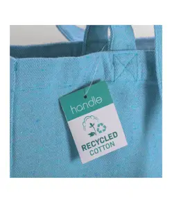 Shopper in cotone riciclato 280 g/m2, manici lunghi e soffietto Handle