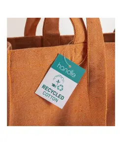 Shopper in cotone riciclato 280 g/m2, manici lunghi e soffietto Handle