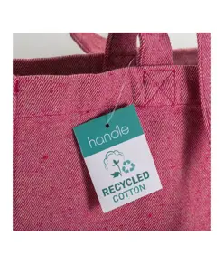 Shopper in cotone riciclato 280 g/m2, manici lunghi e soffietto Handle
