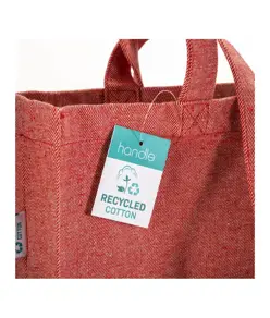 Shopper in cotone riciclato 280 g/m2, manici lunghi e soffietto Handle