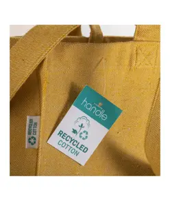 Shopper in cotone riciclato 280 g/m2, manici lunghi e soffietto Handle