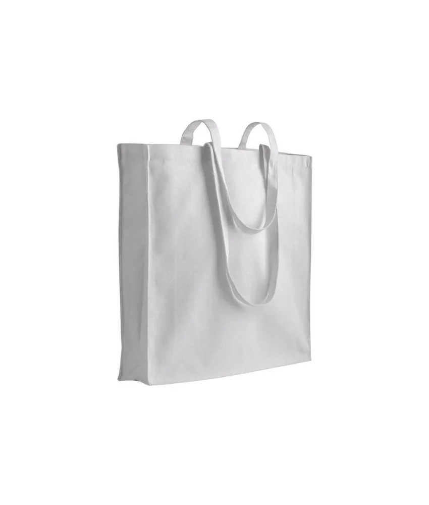 50 pezzi Shopper in cotone/poliestere riciclato 180 g/m2, manici lunghi e soffietto Handle