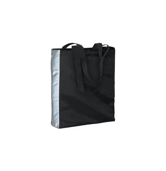 Shopper in poliestere 210T con lato catarifrangente, manici lunghi e soffietto Handle