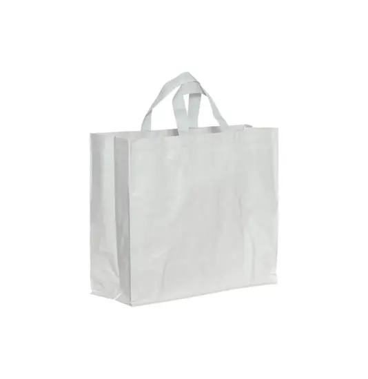 Shopper in PP  riciclato laminato 120g/m2, manici corti e soffietto Handle