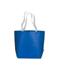 Shopper in R-PET laminato con soffietto alla base - manici lunghi in poliestere Handle