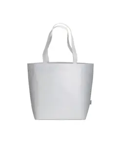 Shopper in R-PET laminato con soffietto alla base - manici lunghi in poliestere Handle