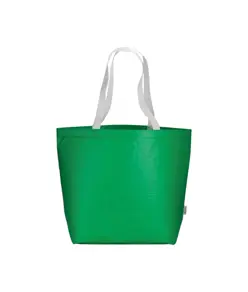 Shopper in R-PET laminato con soffietto alla base - manici lunghi in poliestere Handle