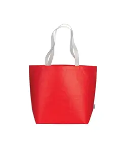 Shopper in R-PET laminato con soffietto alla base - manici lunghi in poliestere Handle